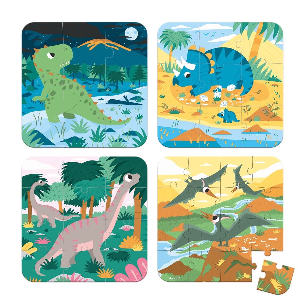 4 puzzles évolutifs - Dinosaures (6 à 16 pcs) – Image 2