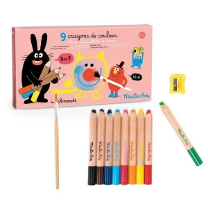9 crayons de couleur 3-en-1