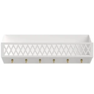 Étagère Harlequin Avec Crochets En Laiton - Blanc