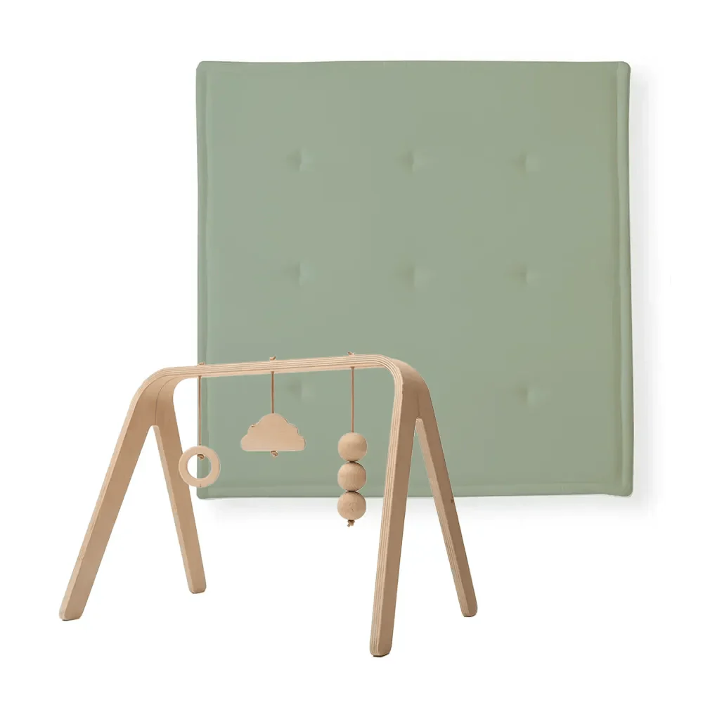 Set d'Éveil Complet : Tapis Tami Lichen + Arche NAHO & Jouets en Bois