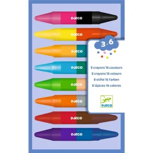 Crayons de cire double côtés (16 couleurs)