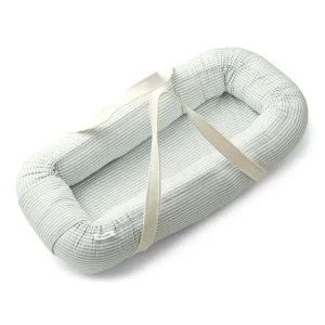Couffin Souple en Coton Bio - Rayures Bleu