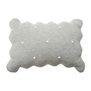 Coussin Tricoté Biscuit Gris