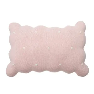 Coussin Tricoté Biscuit Rose