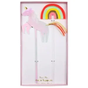 Set De 2 Piques à Gâteau En Acrylique Licorne Et Arc-en-ciel