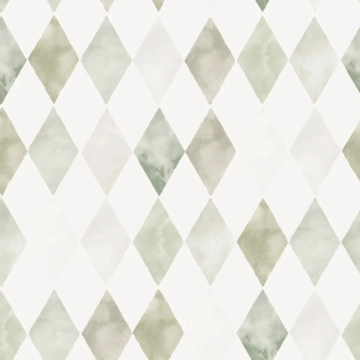 Papier Peint Chambre Enfant à Motif Répété - Aquarelle Harlequin | Vert – Image 2