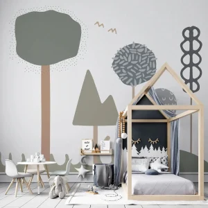 Papier Peint Chambre Enfant Forêt De Bubblegum - Bleu