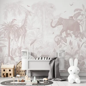 Papier Peint Chambre Enfant Jungle Magique - Rose