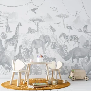 Papier Peint Chambre Enfant Jungle Paradisiaque - Bleu