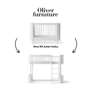 041454 - Kit De Conversion - Lit Bébé Évolutif Mini+, Avec Kit Junior Inclus - En Lit Mezzanine Mi-haut, Blanc