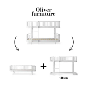 041774 - Kit De Conversion Original, Lit Superposé Mi-haut - En 1 Lit Banquette Et 1 Lit Mezzanine Mi-haut 138 Cm, Blanc