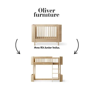 041781 - Kit De Conversion - Lit Bébé Évolutif Mini+, Avec Kit Junior Inclus - En Lit Mezzanine Mi-haut, Chêne