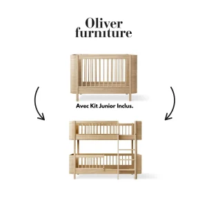 041782 - Kit De Conversion - Lit Bébé Évolutif Mini+, Avec Kit Junior Inclus - En Lit Superposé Mi-haut, Chêne