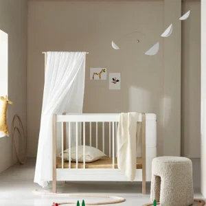 Lit Bébé Évolutif Wood Mini+, Avec Kit Junior Inclus, Blanc/Chêne