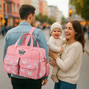 Sac a langer rose | TravelEase™ - Alpaga Rose