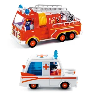 Duo de véhicules d'urgence - Pompier + Ambulance Crazy Motors