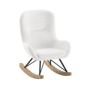 Chaise À Bascule Mini ROCKY Bouclé Blanc