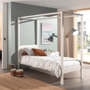 Lit à Baldaquin PINO 90x200cm Blanc