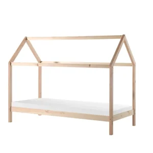 Lit Cabane DALLAS 90x200cm Naturel Avec Matelas