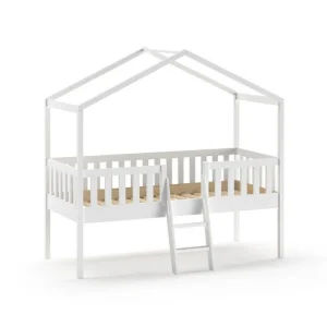 Lit Cabane DALLAS Avec Échelle 90x200cm Blanc