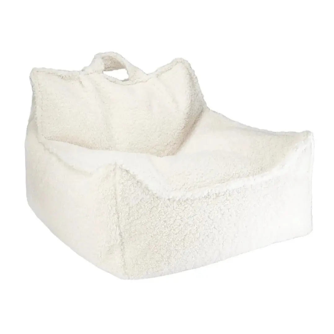 Fauteuil Pouf Blanc Crème Molletonné