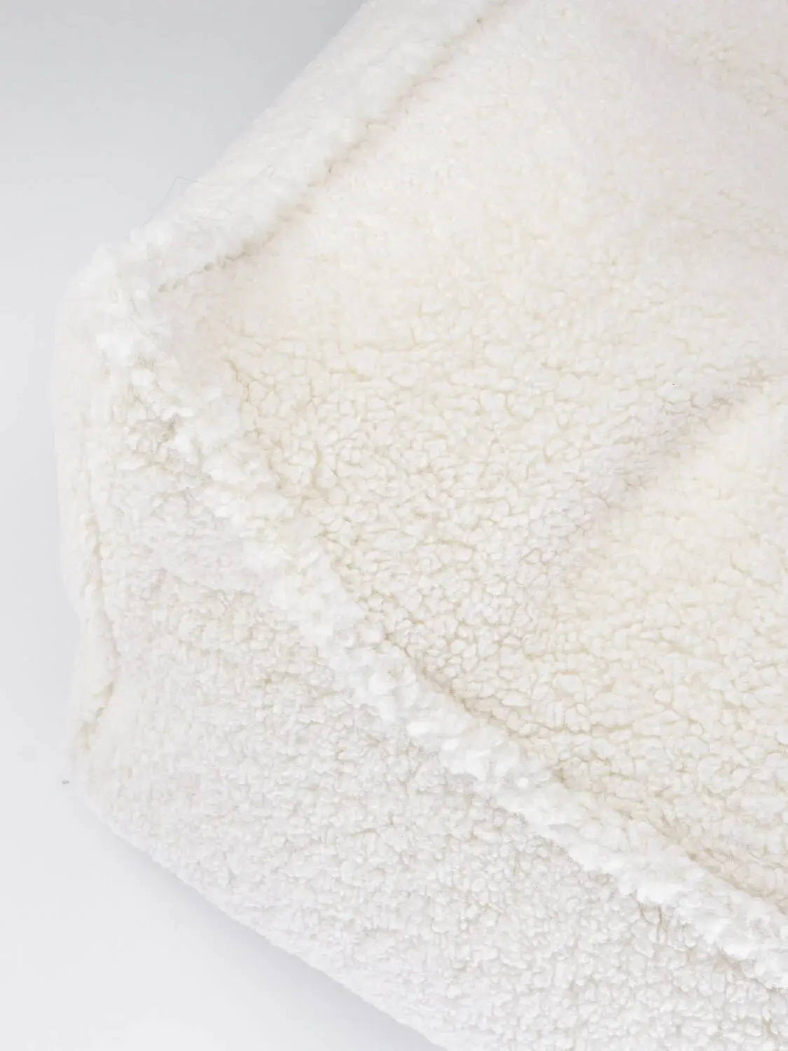 Fauteuil Pouf Blanc Crème Molletonné – Image 5